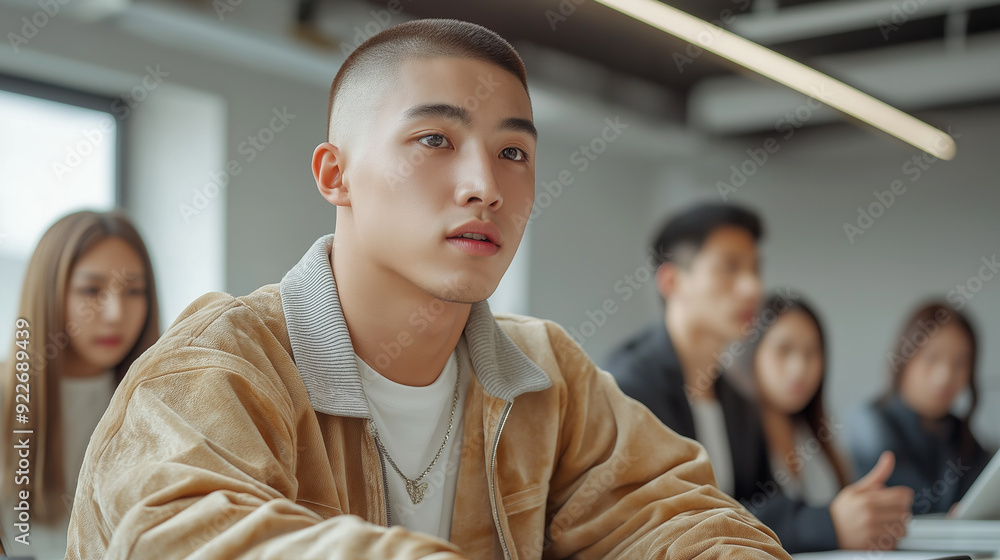 Young Asian Businessman in a Meeting Room with Colleagues Young Asian Businessman in a Meeting Room with Colleagues