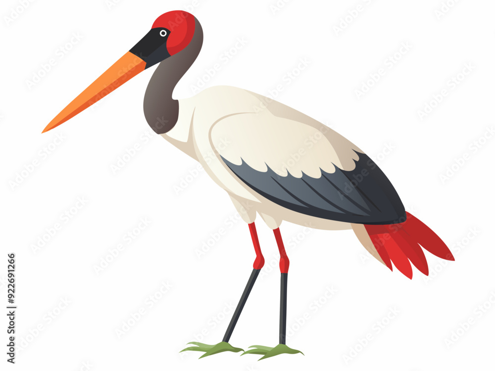 Fototapeta premium Oiseau de cigogne de Jabiru sur un fond blanc 
