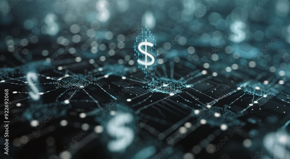 Abstract Financial Data Visualization With Digital Currency Symbols Abstract Financial Data Visualization With Digital Currency Symbols