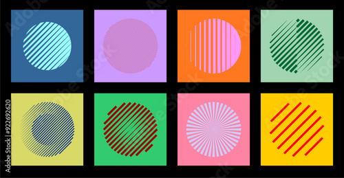 Abstract Geometric Circle Pattern Vector Design. Cool Vintage Electronic Music Album Cover. Swiss Design Print. Bauhaus Poster.