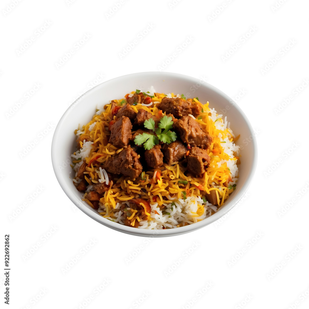 Spiced Perfection Delicious Beef Biryani Isolated on a Transparent Background. Ramadan dinner, spicy, indian food, Iftar meal, Spiced Perfection Delicious Beef Biryani Isolated on a Transparent Background. Ramadan dinner, spicy, indian food, Iftar meal,