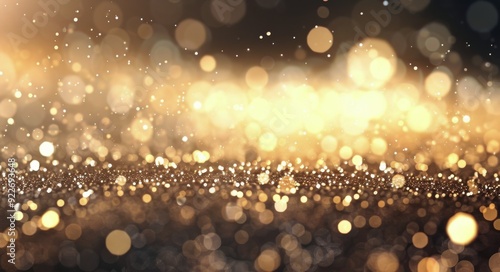 Glittering Gold Particles Dancing in Soft Light at Night