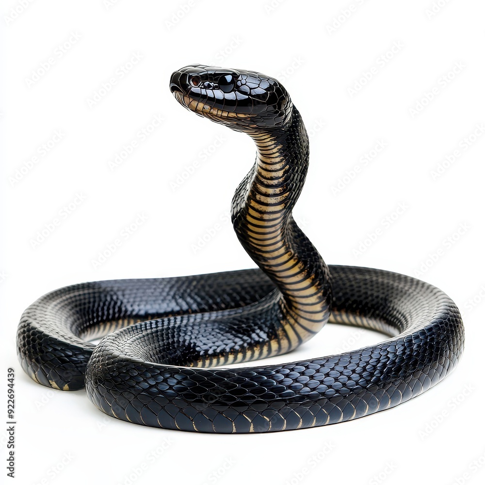 Fototapeta premium Black necked spitting cobra isolated against a white background