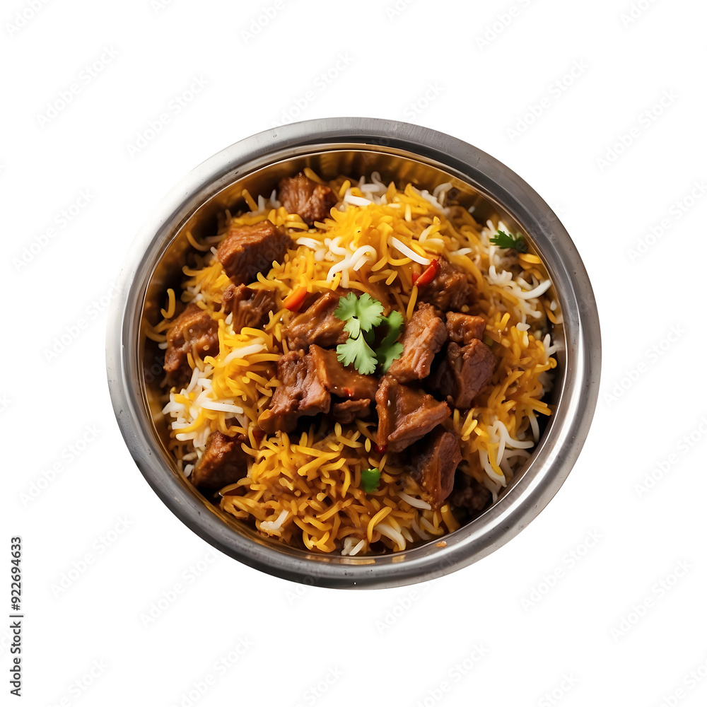 Indian Delight Delicious Beef Biryani Isolated on a Transparent Background. Ramadan dinner, spicy, indian food, Iftar meal, Indian Delight Delicious Beef Biryani Isolated on a Transparent Background. Ramadan dinner, spicy, indian food, Iftar meal,