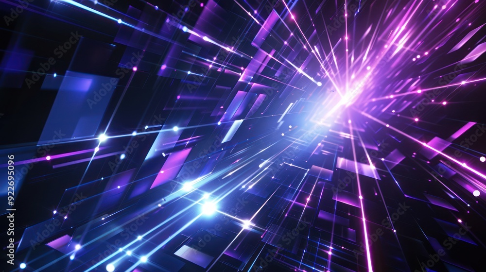 Fototapeta premium Abstract digital art with purple and blue light streaks