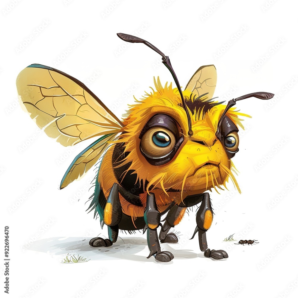 Naklejka premium Bee Shame emotion fantasy animal cartoon isolated whitebackground