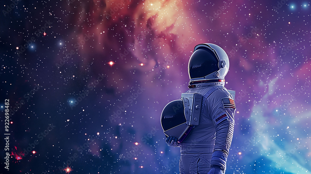 Astronaut Gazing at the Colorful Cosmic Nebula Astronaut Gazing at the Colorful Cosmic Nebula