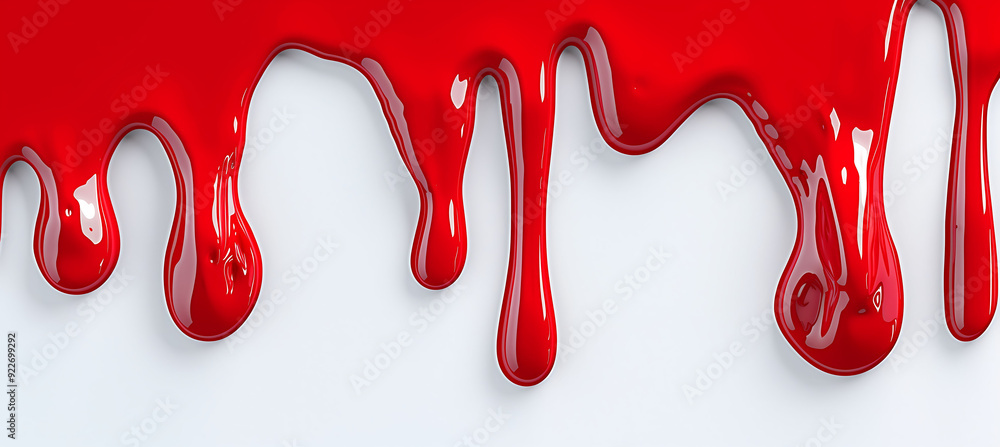 Vibrant Red Paint Dripping on White Background Vibrant Red Paint Dripping on White Background