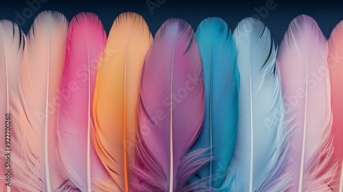 Colorful Feathers Displayed Close Up in Various Hues