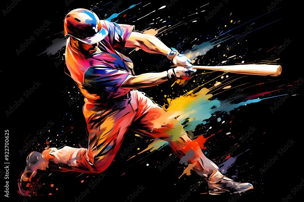 Graphic Sketch of a Baseball Player in Motion, Generative AI Graphic Sketch of a Baseball Player in Motion, Generative AI
