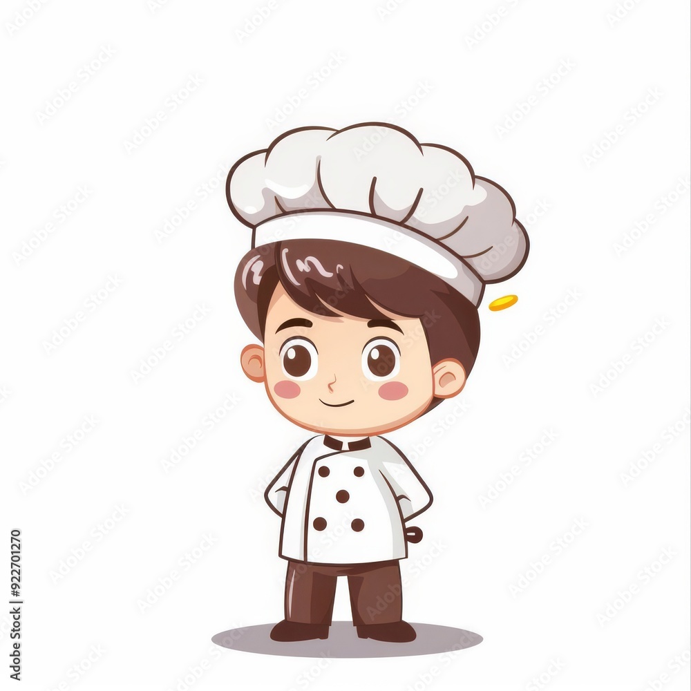 Chibi chef, occupation character, flat design illustration, skilled, isolated on white background Chibi chef, occupation character, flat design illustration, skilled, isolated on white background