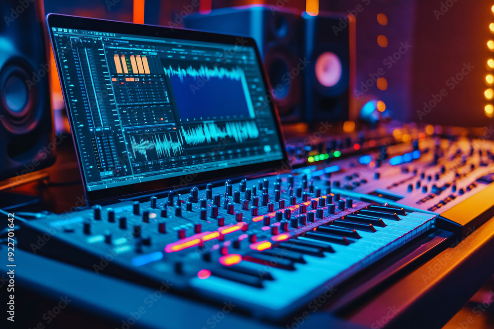 Sound recording studio, mixer and audio equipment. The concept of music production. Sound recording studio, mixer and audio equipment. The concept of music production.