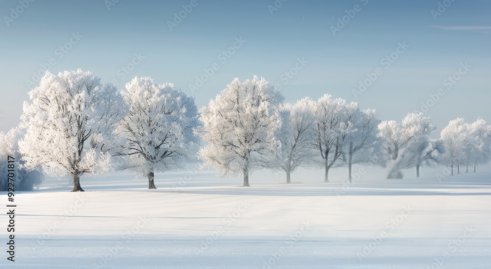 Frosty Winter Landscape With Snow-Covered Trees Under Clear Blue Sky Frosty Winter Landscape With Snow-Covered Trees Under Clear Blue Sky