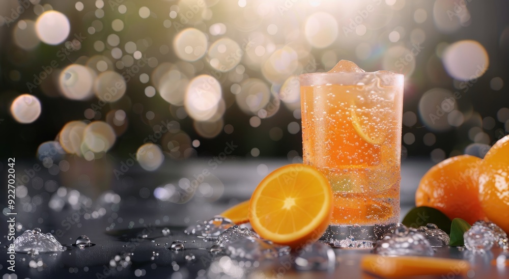 Refreshing Orange Beverage With Slices and Bubbles on a Sunlit Surface Refreshing Orange Beverage With Slices and Bubbles on a Sunlit Surface