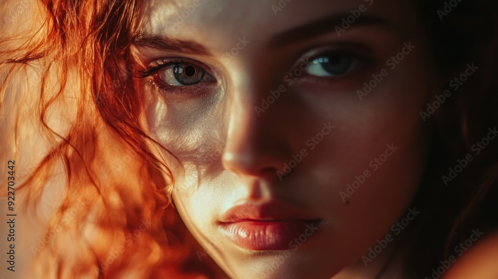 Close-up Portrait of a Young Woman with Red Hair and Sunlit Skin Close-up Portrait of a Young Woman with Red Hair and Sunlit Skin
