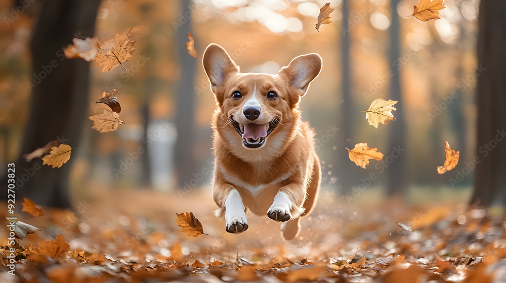 Runner dog in autumn leaves Runner dog in autumn leaves