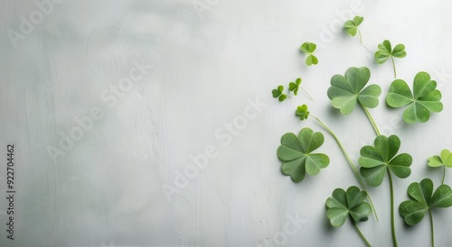 Green Clover Leaves on Light Background With Natural Texture