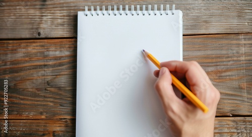 Person Writing Notes in a Spiral Notebook With Pencil on a Wooden Table
