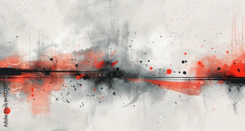 Abstract Colorful Art: Vibrant Splashes and Lines on White Background