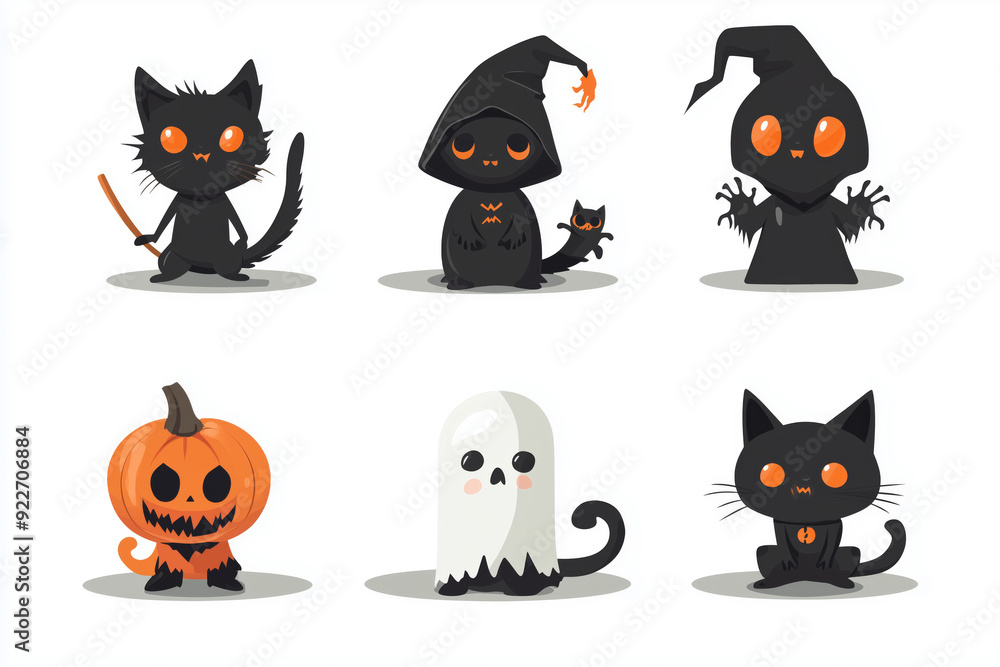Whimsical Halloween horror characters in a playful design for spooky festivities Whimsical Halloween horror characters in a playful design for spooky festivities