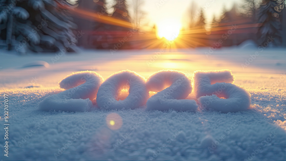 Fotografie Text 2025 made from snow. New Year concept
