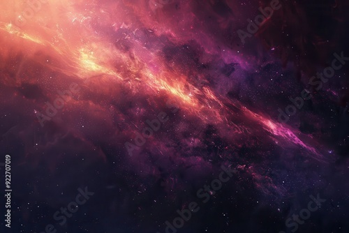 Glowing Nebula and Gaseous Space Clouds with Stars
