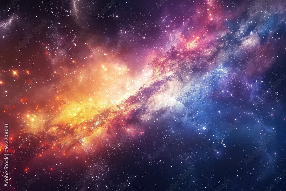 Fototapeta premium Colorful and vivid space nebula with bright stars and glowing gas clouds