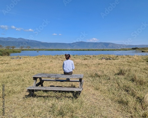 A woman overlooking the Ngorongoro Crater in Tanzania