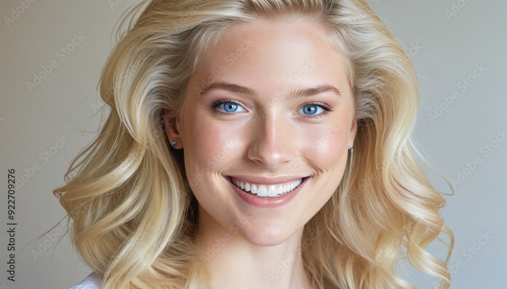 A beautiful young woman with blonde hair and blue eyes smiling at the camera, portrait A beautiful young woman with blonde hair and blue eyes smiling at the camera, portrait