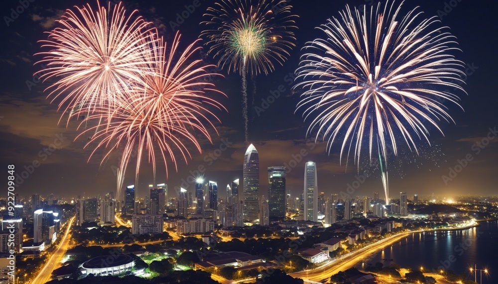 Sri lanka independence day illustration with fireworks Sri lanka independence day illustration with fireworks