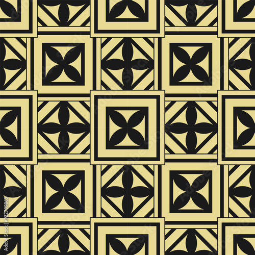 Seamless monochrome pattern with simple geometric decor. Vector illustration