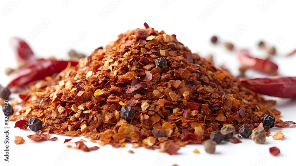 Spicy chili red pepper flakes, Generative AI Spicy chili red pepper flakes, Generative AI