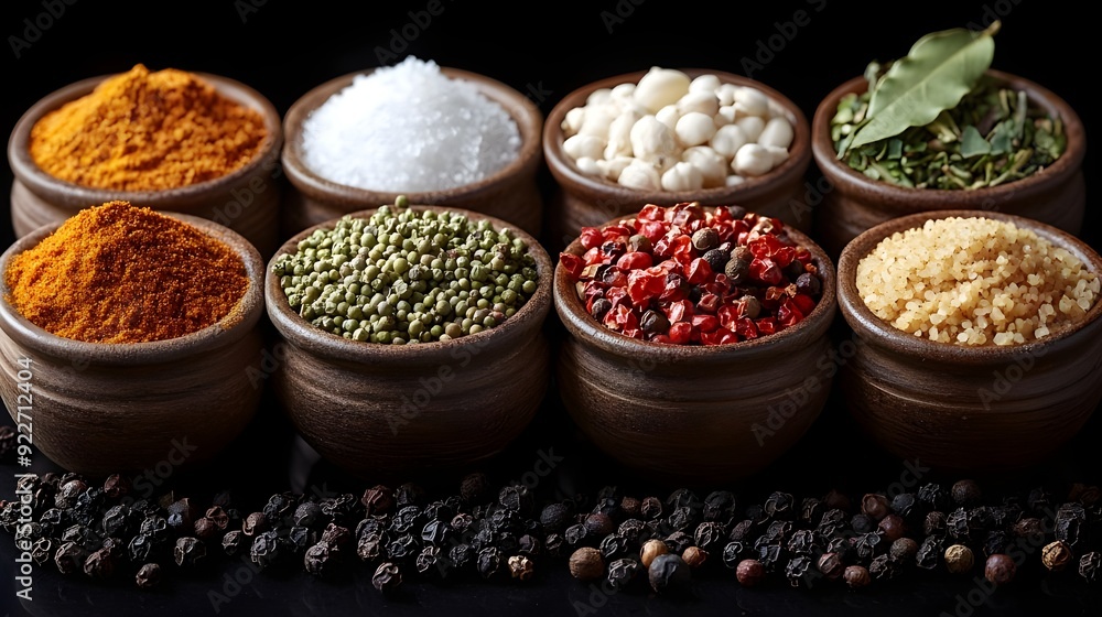 Spice Blend in Wooden Bowl, Generative AI Spice Blend in Wooden Bowl, Generative AI