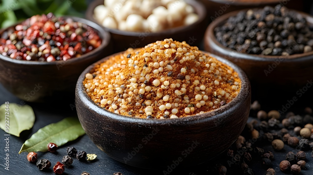 Garam Masala Spice Blend in Wooden Bowl, Genrative AI Garam Masala Spice Blend in Wooden Bowl, Genrative AI
