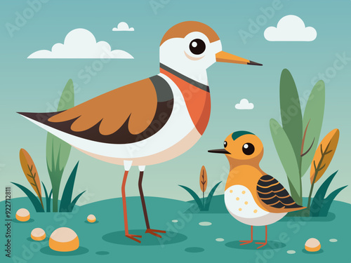 Oiseau Phalarope Turnstone Fond d’écran sans couture mignon