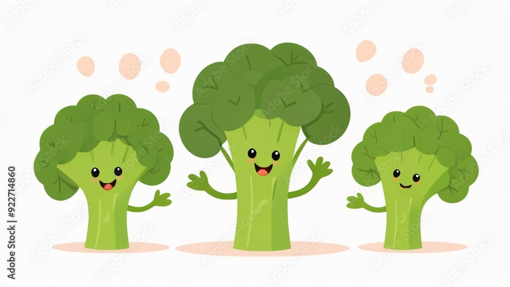 Fototapeta premium simple illustration of cute healthy broccoli cartoon