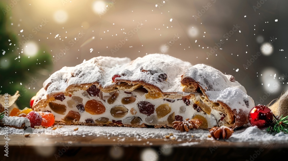 Stollen Candy Rich and dense German stollen with candied fruits and nuts, dusted with ...