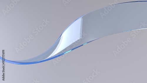 Elegant blue flowing glass or water ribbon - bright background