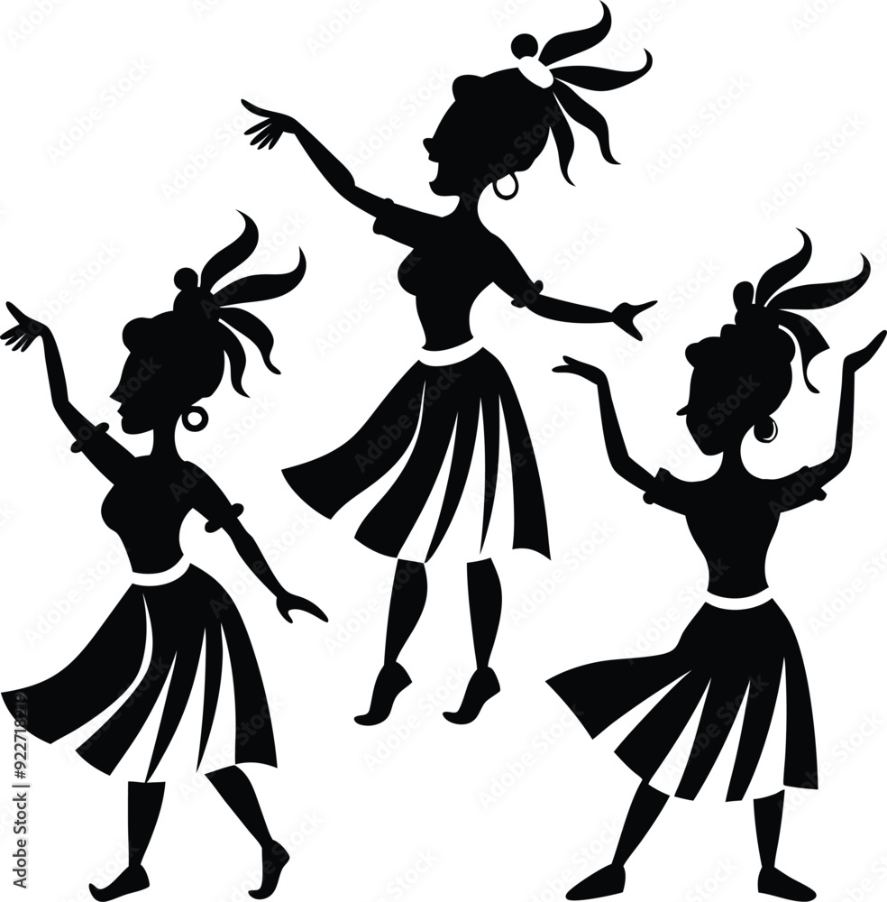 Fototapeta premium Dance Clipart Dark Silhouette Shapes Vector Set