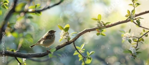 Sparrow on a bush branch.