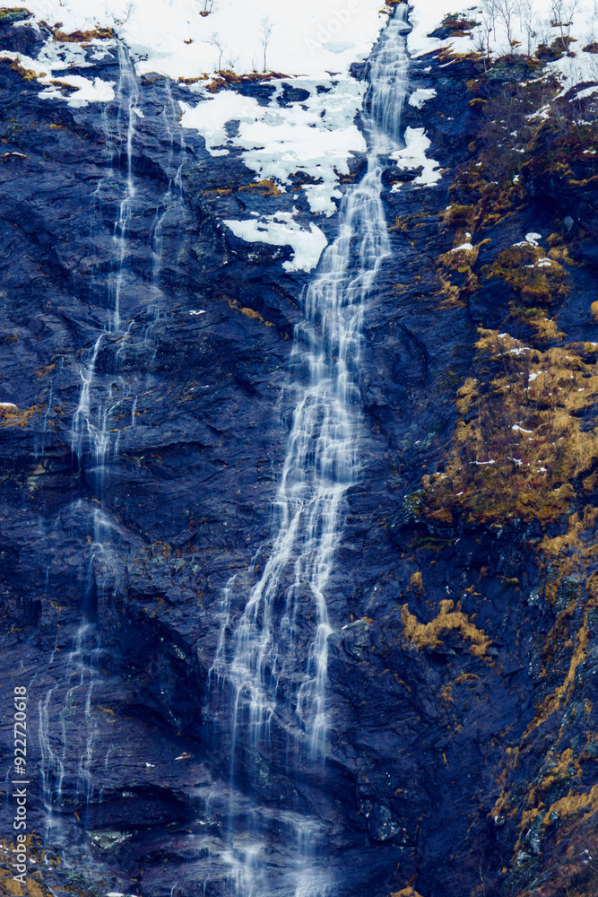 Spring Waterfall – Detail of a Cascade in the Norwegian Mountains Spring Waterfall – Detail of a Cascade in the Norwegian Mountains