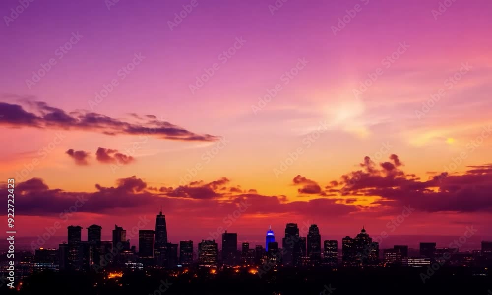 City Skyline at Sunset with Vibrant Sky City Skyline at Sunset with Vibrant Sky
