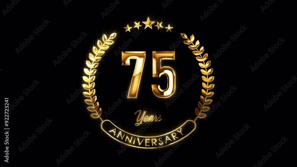 75th Anniversary Celebration. Happy 75 Years Anniversary Animation in Gold Color on the Transparent Background, Alpha Channel. Great for greetings, celebrations, events, and gifts. 75th Anniversary Celebration. Happy 75 Years Anniversary Animation in Gold Color on the Transparent Background, Alpha Channel. Great for greetings, celebrations, events, and gifts.