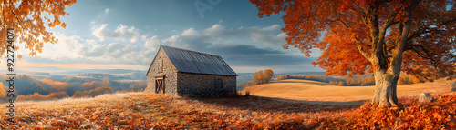 Beautiful Vintage Barn and Farmland suitable for framing - Image 3 of 15 - 8064 x 2304 - 18.6MP - created by AI photo