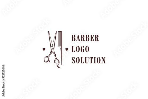 Template logo design for barbershop with scissors and comb simple image