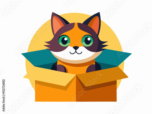 Cat in a box color art vector