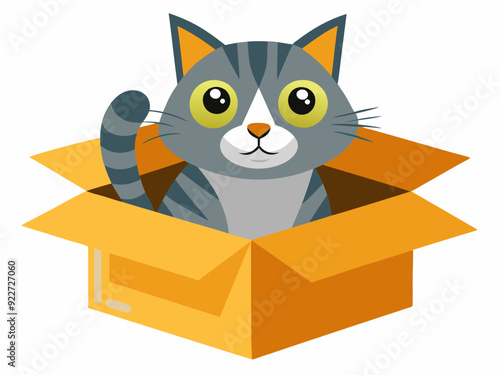 Cat in a box color art vector