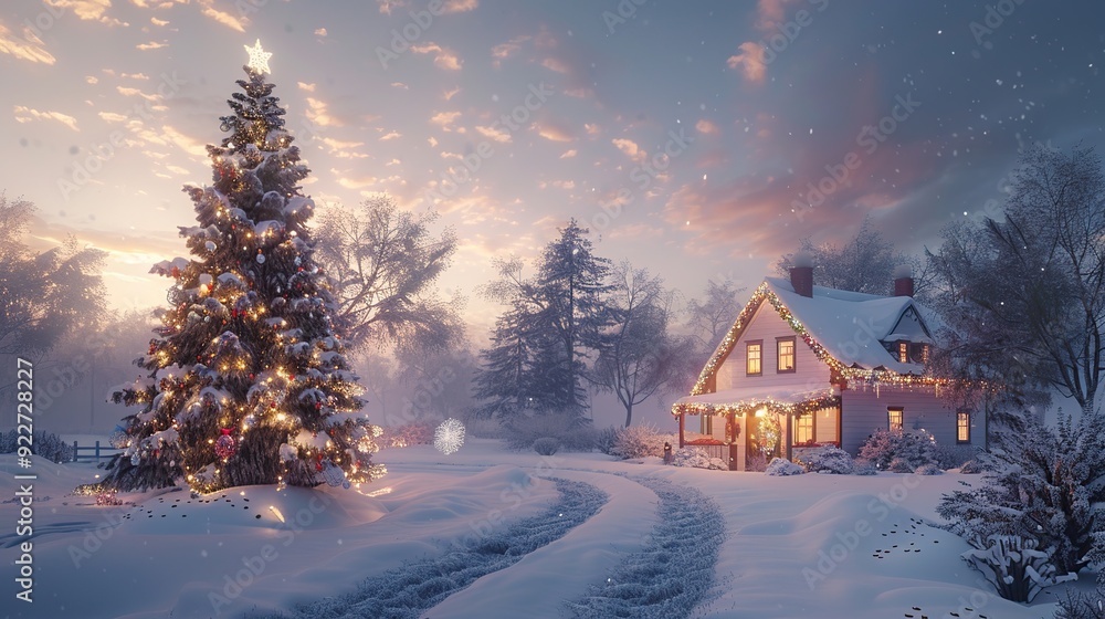 Winter Wonderland with a Festive Christmas Tree Winter Wonderland with a Festive Christmas Tree