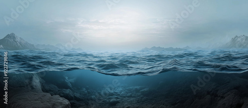 Front view photo of the seabed, half out of the water,