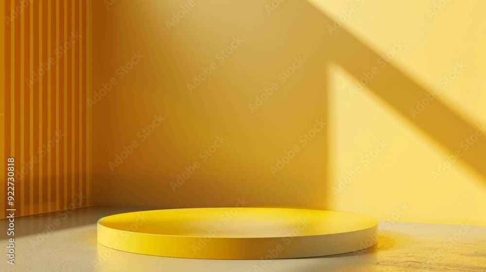 Minimal Modern Yellow Podium with White Backdrop for Product Display, Mockup, Showroom, Showcase Clean, Elegant Minimal Modern Yellow Podium with White Backdrop for Product Display, Mockup, Showroom, Showcase Clean, Elegant